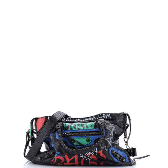 Balenciaga Handbags - Balenciaga Small City Graffiti Classic Studs Bag Leather